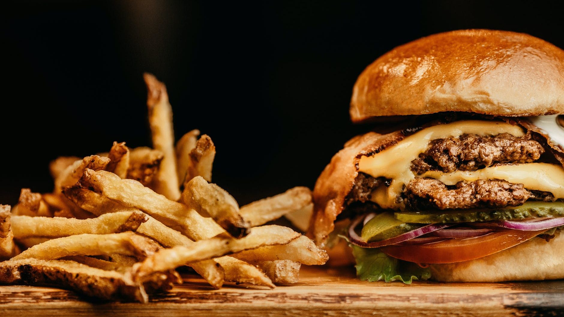 hamburger and fries photo