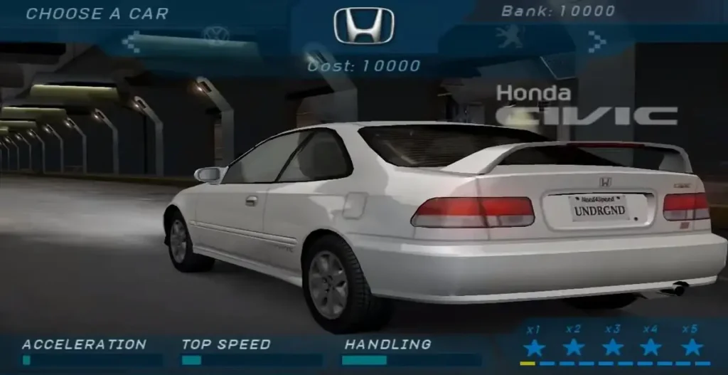 honda civic need for speed underground ps2