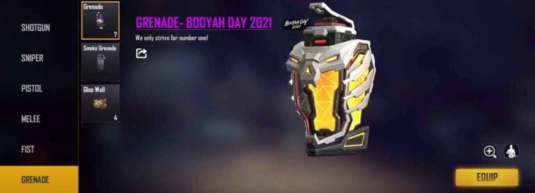 cara mendapatkan skin grenade booyah day 2021