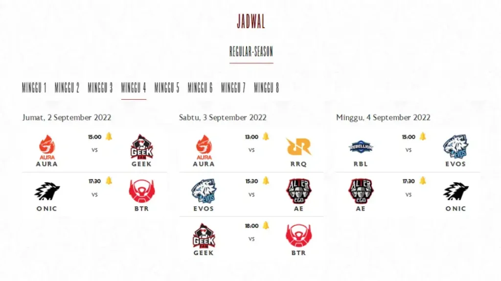 jadwal mpl minggu ini