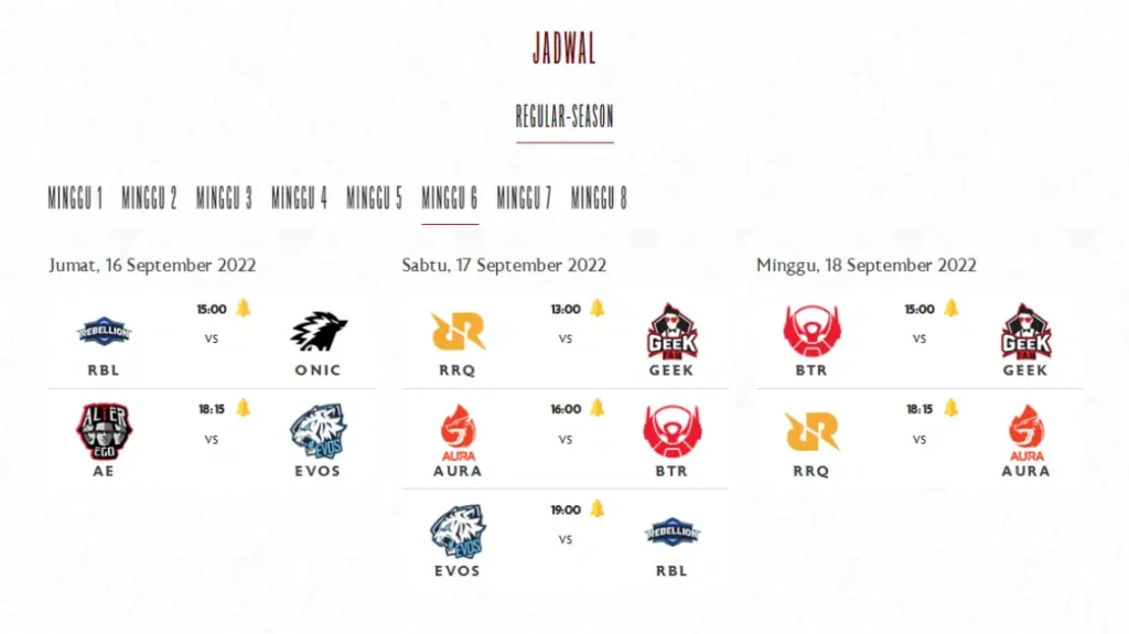 jadwal mpl s10 week 6